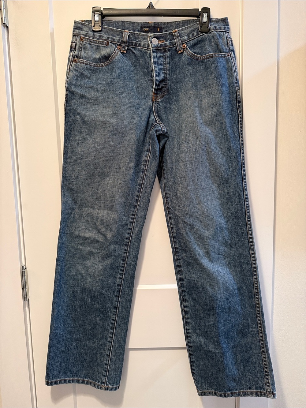 J. Crew Womens Straight-Leg Jeans in Medium Blue Denim Size 6